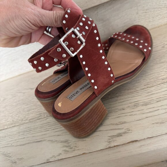 Steve Madden Gila Sandal Brown with Studs Size 8 - Picture 9 of 13
